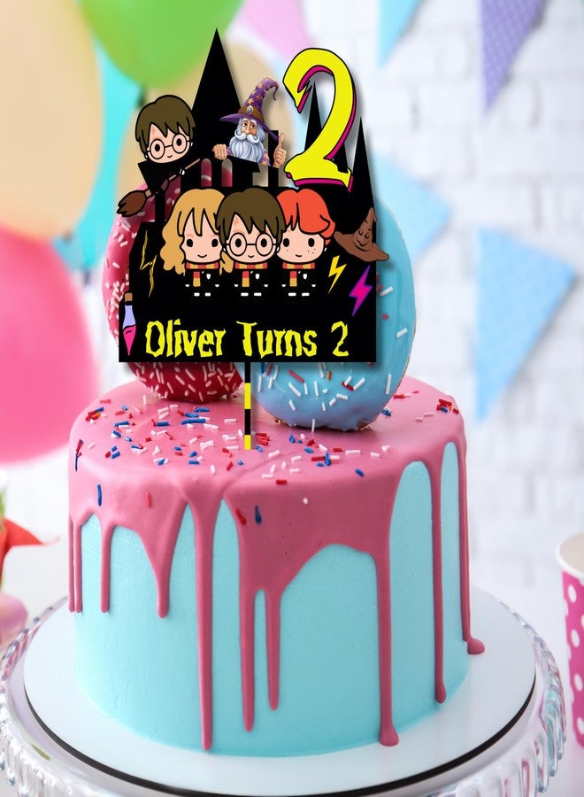 Yellow Nuts Personalised Cake Topper For Birthday Cartoon Theme Kids Boys Girls 1st Birthday Anniversary Props Cake Decor Decoration (Potter) - Image 1